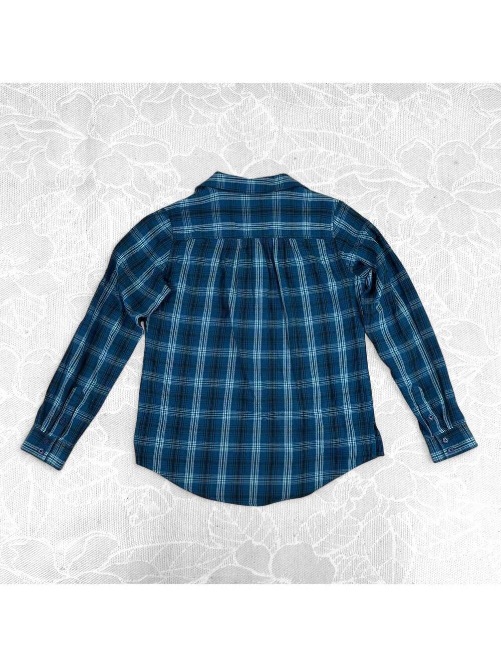 Ariat Women's Western Plaid Lace-Up Teal Flannel Shirt - Small